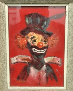Vintage Clown Painting Pastel Signed Margie 1960s 3973 - Picture 1 of 10