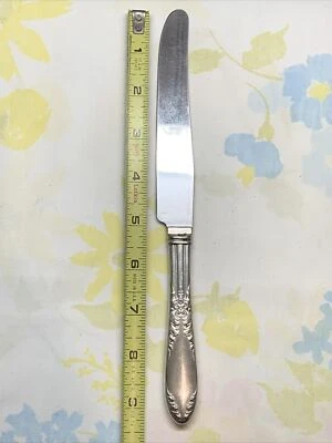 "Hoja de cuchillo N S CO acero inoxidable mango plateado gran patrón vintage 9 1/2""" Foto 1 de 4