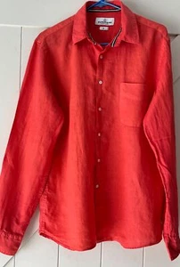 Europann Saint Tropez Orange Linen Long Sleeve Shirt | Tag Size 2 MEDIUM - Picture 1 of 3