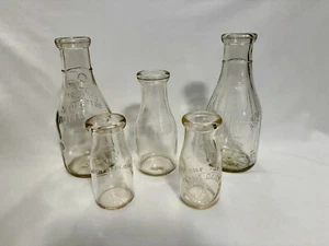 Vintage Milk Bottles Lot Of 5. Quart,pint, half pint - Picture 1 of 11