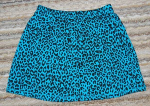 Girls Skort BRIGHT TURQUOISE LEOPARD PRINT Knit Skirt Look XS 4-5 - Picture 1 of 1