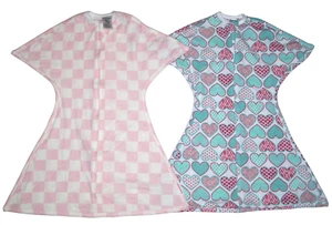 LOT 2 Zipadee Zip SMALL 4-8 Month Hearts Pink Checker Transition Baby Swaddle - Picture 1 of 2