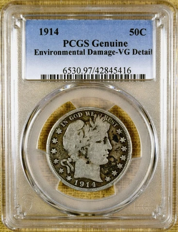 1914 PCGS VG Details Barber Half Dollar - Better Date Cover