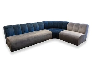Contemporary West Elm x Steelcase Belle Prototype Navy and Grey Sectional Sofa - Picture 1 of 8