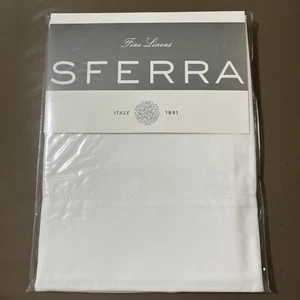 Sferra Pillowcases Pair Gino White King Solid Cotton Percale 450TC Italy NEW - Picture 1 of 3