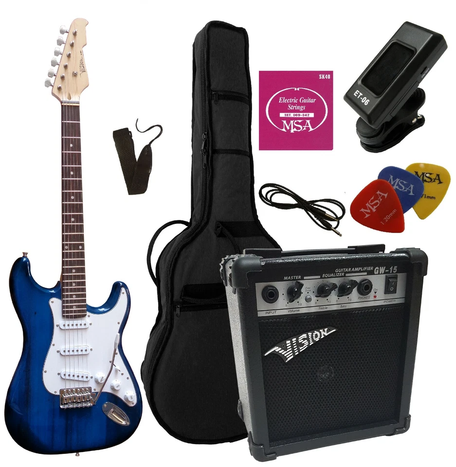 E Gitarre Set Dunkelblau Elektrogitarre mit Verstärker Stimmgerät Zubehör xxxxxx - Bild 1 von 4