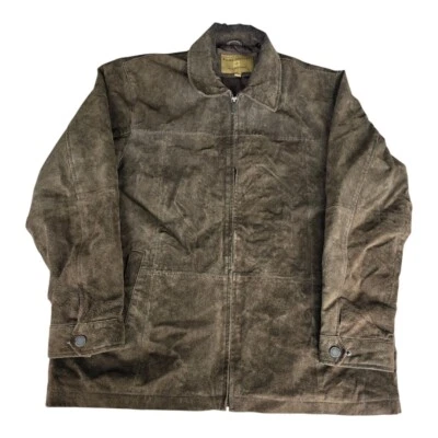  Boston Harbour Outdoor wear Men Leather Jacket L Brown Zip Up Thick Exellent  - Image 1 of 4