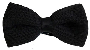BLACK KNITTED BOW TIE PROM WEDDING FORMAL ATTIRE - Picture 1 of 3