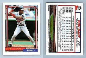 Ron Gant - Braves #25 Topps 1992 Baseball Trading Card - Picture 1 of 1