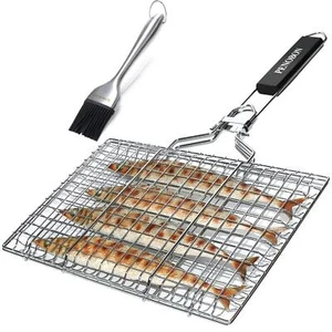 Fish Grilling Basket Folding Portable Stainless Steel BBQ Grill Basket for Fish - Picture 1 of 6