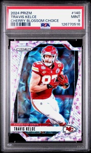 Fútbol americano Travis Kelce 2024 Panini Prizm - Cherry Blossom Choice PSA 9 SSP/15 - Imagen 1 de 2