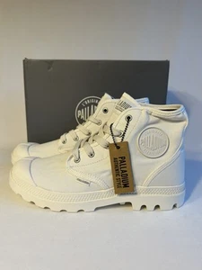 Palladium Pampa HI Shoes Womens Size 9.5 White Canvas Lace Up Boots New - Picture 1 of 7