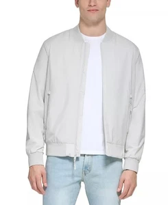 DKNY Men's Lightweight Stretch Bomber Jacket in Ice Gray-Large - Picture 1 of 6