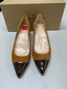 Cole Haan Womens Juliana Pump Size 9B camel suede brown patent leather pump Shoe - Picture 1 of 6