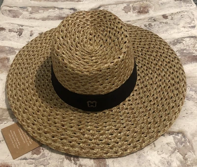 Eric Javits Packable Straw Fedora Sun Beach Hat Squishee 50+ UPF ~$280.00 NEW - Image 1 of 4