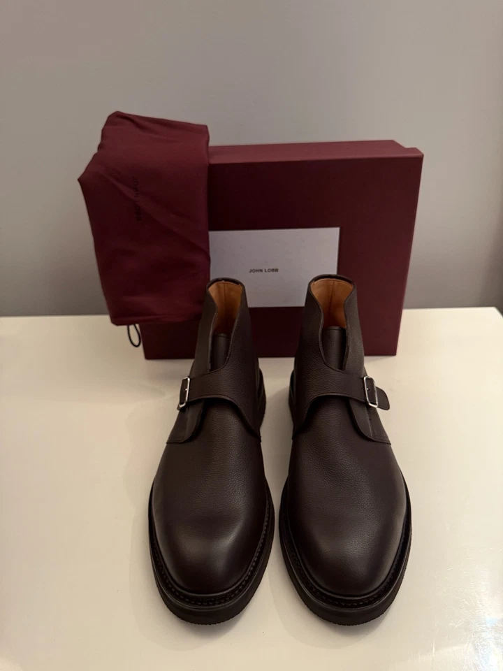 JOHN LOBB Shoreditch Grain Leather Chukka Boots Mens Brown UK 11 EU 45 £1390 New — 第 1/4 张图片