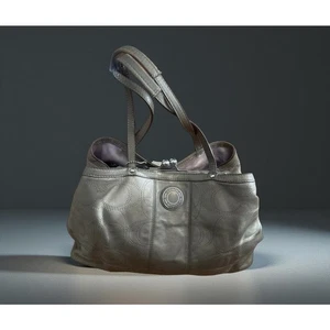 Coach Gray Kisslock Signiture Stitched Patent Leather Handbag Combo Purse 2012 - Picture 1 of 6