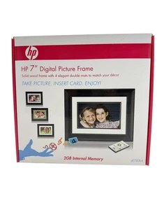 HP 7" Black Wood Digital Picture Frame w/ 4 Mats & Remote 2GB Memory DF780b4 NEW - Picture 1 of 9