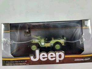 US Army Willys Jeep, Greenlight- 1:43 Diecast Car And Acrylic Case. Collectable - Picture 1 of 5