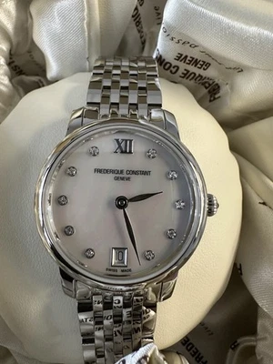FREDERIQUE CONSTANT LADIES SLIMLINE DIAMOND MOP DIAL FC-220MPWD1526B - Image 1 of 4