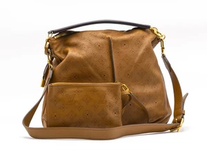 Louis Vuitton Selene Shoulder Bag MM Beige Leather Monogram Mahina With Pouch - Picture 1 of 9