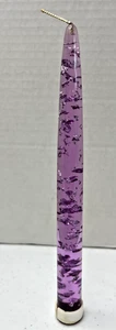 Bougie conique vintage MCM Lucite acrylique lilas violet lavande flocon 8 1/4" rare ! - Photo 1/3