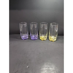Vibrant Splash Highball Glasses, Water Glass Set Of 4 Drinkware, Yellow & Purple - Picture 1 of 9