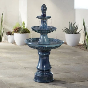 Outdoor Floor Water Fountain with Light LED 46" Three Tier for Yard Garden Patio - Picture 1 of 8