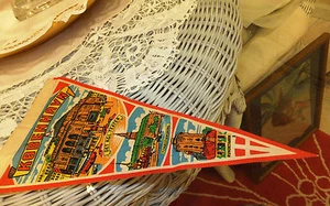 Mid century 1960's Pennant flag silk like Oslo Nice condition 11x 51/2" - Picture 1 of 12