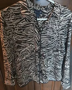 EUC - WESTBOUND Petites PXL 100% Cotton Brown/Tan Black Trim Blouse - Pretty - Picture 1 of 4