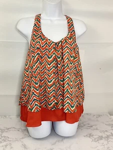 Do + Be Women Sleeveless Top Womens S Sleeveless Lined Ruffle Blouse Orange M1 - Picture 1 of 7