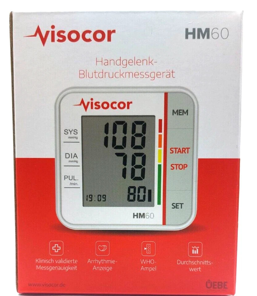 UEBE VISOCOR VISOCOR HM60 vollautomat Handgelenk Blutdruckmessgerät PZN 16259929 NEU OVP