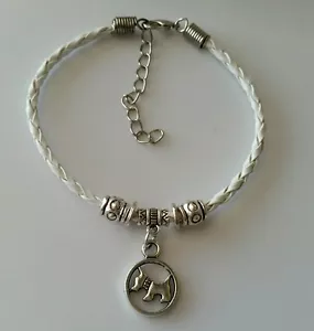 Retro Moda Para mujeres Hombres Pulsera de Cuero Blanco Perro Colgante Dije Joyería EE. UU. - Imagen 1 de 6