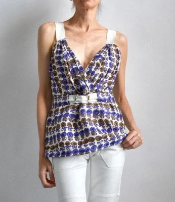 NUEVO CON ETIQUETAS CACHAREL Floral SEDA SIN MANGAS TOP TALLA 34 $385 Foto 1 de 4