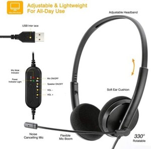 AILZPXX Cuffie Gaming PC Cancellazione del Rumore Leggero Cuffie in Ear  HiFi Stereo Auricolari USB con Controllo del Volume per Computer PS4 Laptop  Skype Conference Cuffie USB con Microfono per PC lencicol