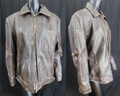 Винтажная мужская военная коричневая кожаная куртка-бомбер Peerless Garments Ltd. 1970-е  - Изображение 1 из 4