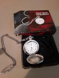 Classic Quartz pocketwatch eagle Watch Mens Pocket With Box Vintage coin on back - Picture 1 of 4