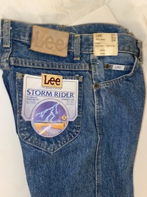 Jeans Lee Storm Rider Vintage Nuevos con Etiquetas Pierna Recta Estudiante Lavado a Piedra 27 x 34 Union Foto 1 de 4