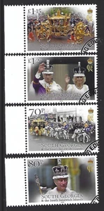 SOUTH GEORGIA 2023 CORONATION OF KING CHARLES MARGINALS SET OF 4 FINE USED - Picture 1 of 1