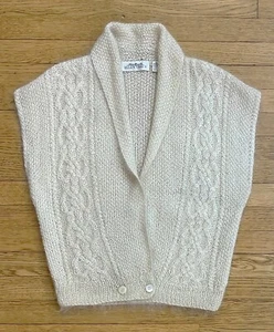 Vintage LINDA ALLARD per ELLEN TRACY lavorato a mano in mohair Bl. Cardigan Gilet L Avorio - Foto 1 di 5