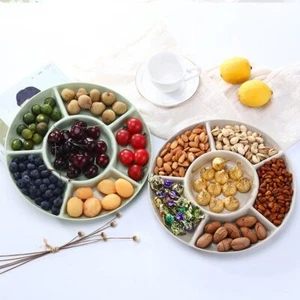 6 Compartment Food Storage Tray Dried Fruit Snack Plate Appetizer Serving Plates - Picture 1 of 10