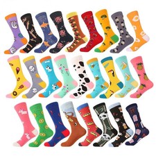 NEW Mens Cotton Socks Novelty Colourful Animal Fruit Dog Funny Casual Dress Sock