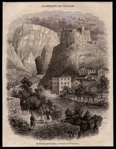 1842  --  LA FONTAINE DE VAUCLUSE   GRAVURE DE WIESENER   3N258 - Picture 1 of 1