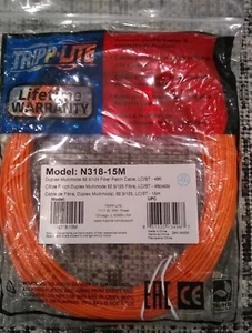 New Tripplite N318-15m duplex multimode 62.5/125 fiber patch cable, LC/ST- 49ft - Picture 1 of 2