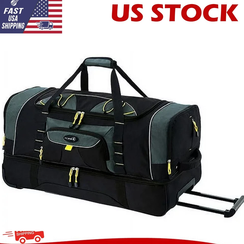 Travelers Club 36-Inch Sierra Madre Collection-2 Toned Travel Rolling Duffel Bag - Black/Yellow