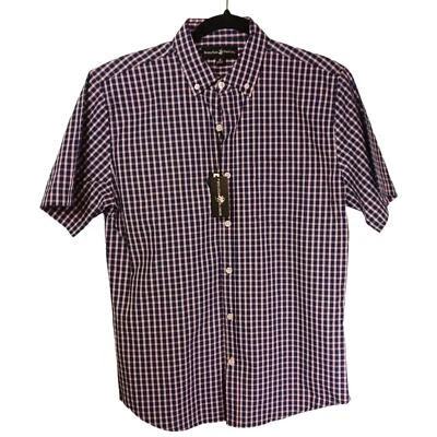 Camisa de vestir Beverly Hills Polo Club talla pequeña para hombre, manga corta nueva con etiquetas a cuadros Foto 1 de 4