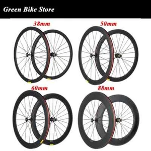 Super Light Carbon Fiber Bicycle Wheels Tubular Road Racing Bike Wheelset 700C - Picture 1 of 11