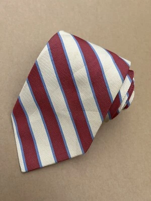 Authentic BROOKS BROTHERS Striped Design On MultiColor Silk Cotton Necktie Tie - Image 1 of 4