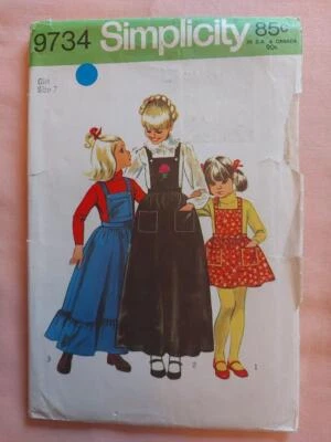 Simplicity 9734 Vintage Child's Bib-Jumper in Two Lengths Pattern Size 7 - Image 1 of 2