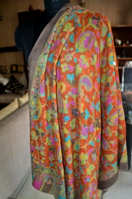 Pestel Kalamkari Impresión Pashmina ~FAMOSO DISEÑADOR ARTISTA chal Cachemira ARTÍCULO RARO Foto 1 de 4